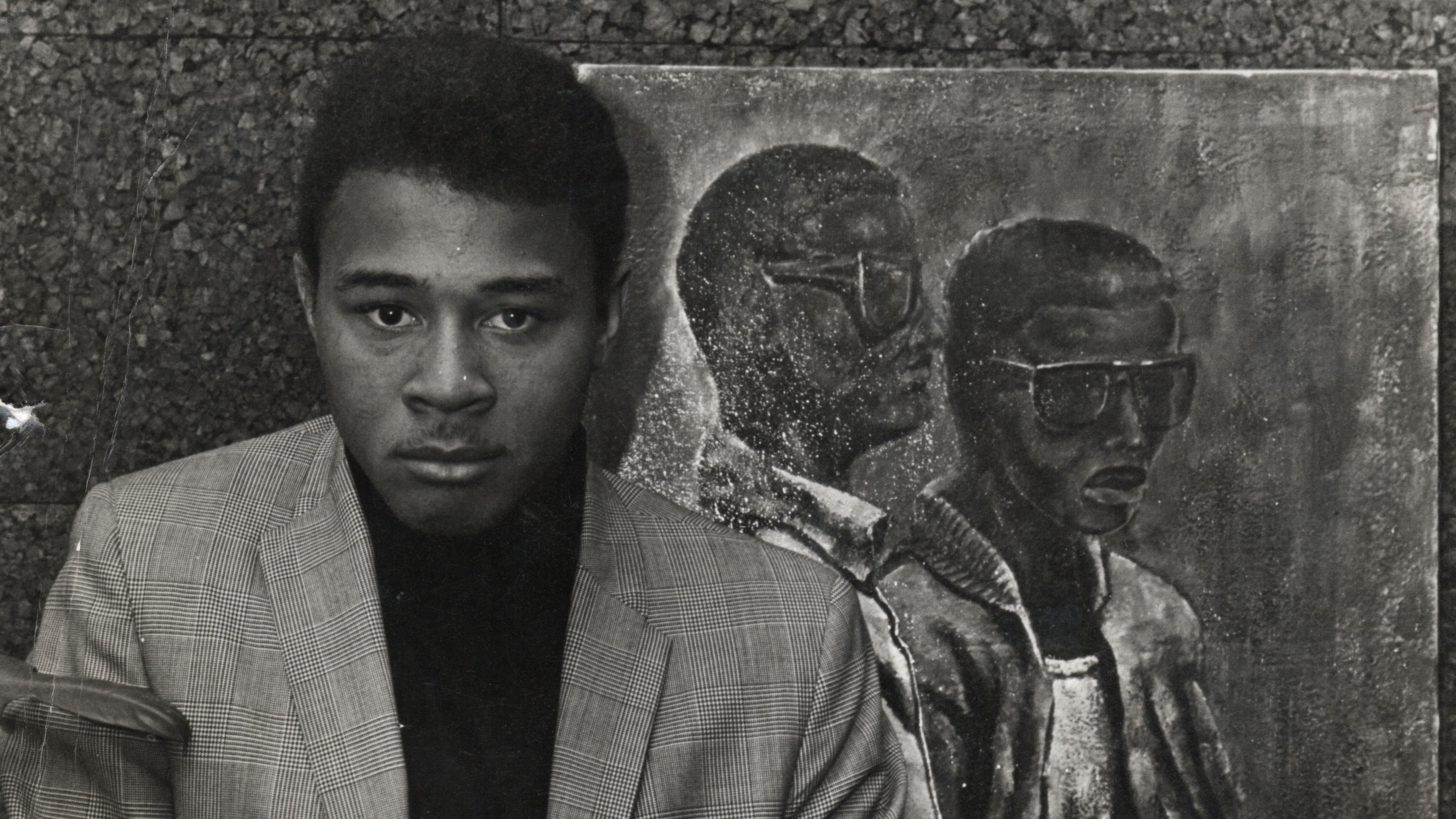 Dewey Crumpler with one of his paintings, circa 1969